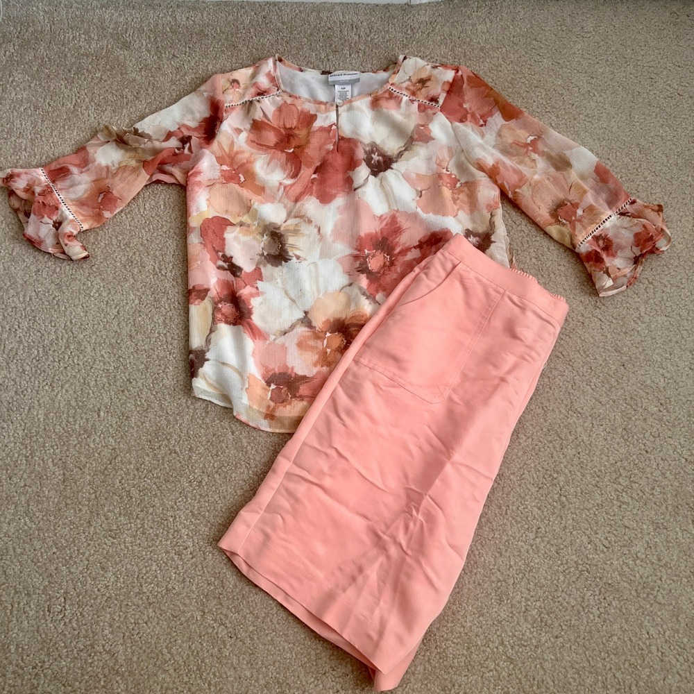 Alfred Dunner Set 10/12 Petite Floral Print Blouse Matching Shorts Bundle - Picture 3 of 11